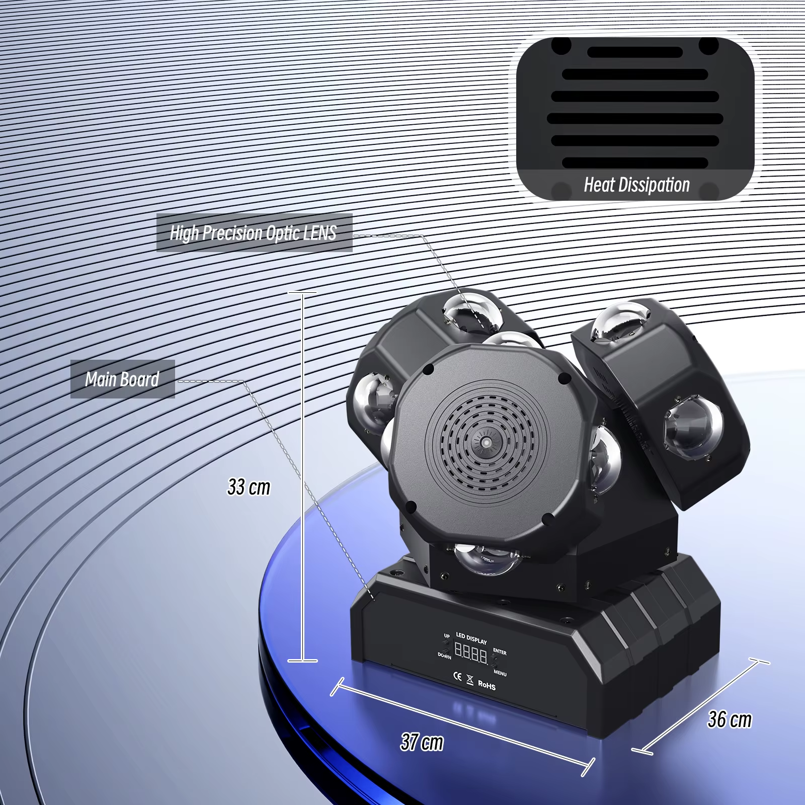 180W 3-Head Rotating Moving Head Light 18X10W 3 Arms RGBW Rolling Stroboscopic Stage Light for KTV Dance Bar DJ Disco - Image 5