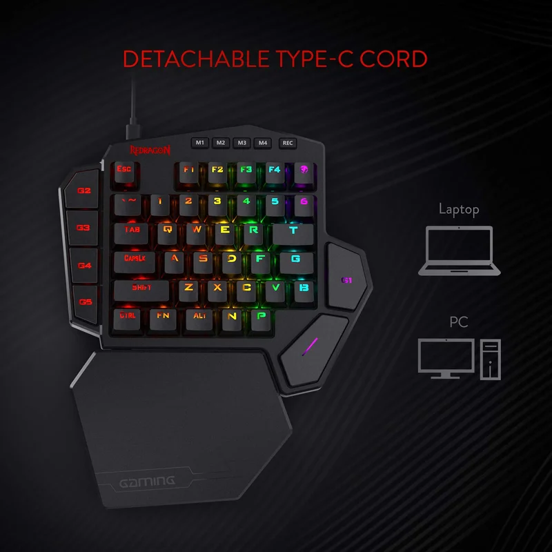K585 DITI One-Handed RGB Mechanical Gaming Keyboard,Wrist Rest 42 Keys Type-C Professional Gaming Keypad Hot-Swappable - Image 4