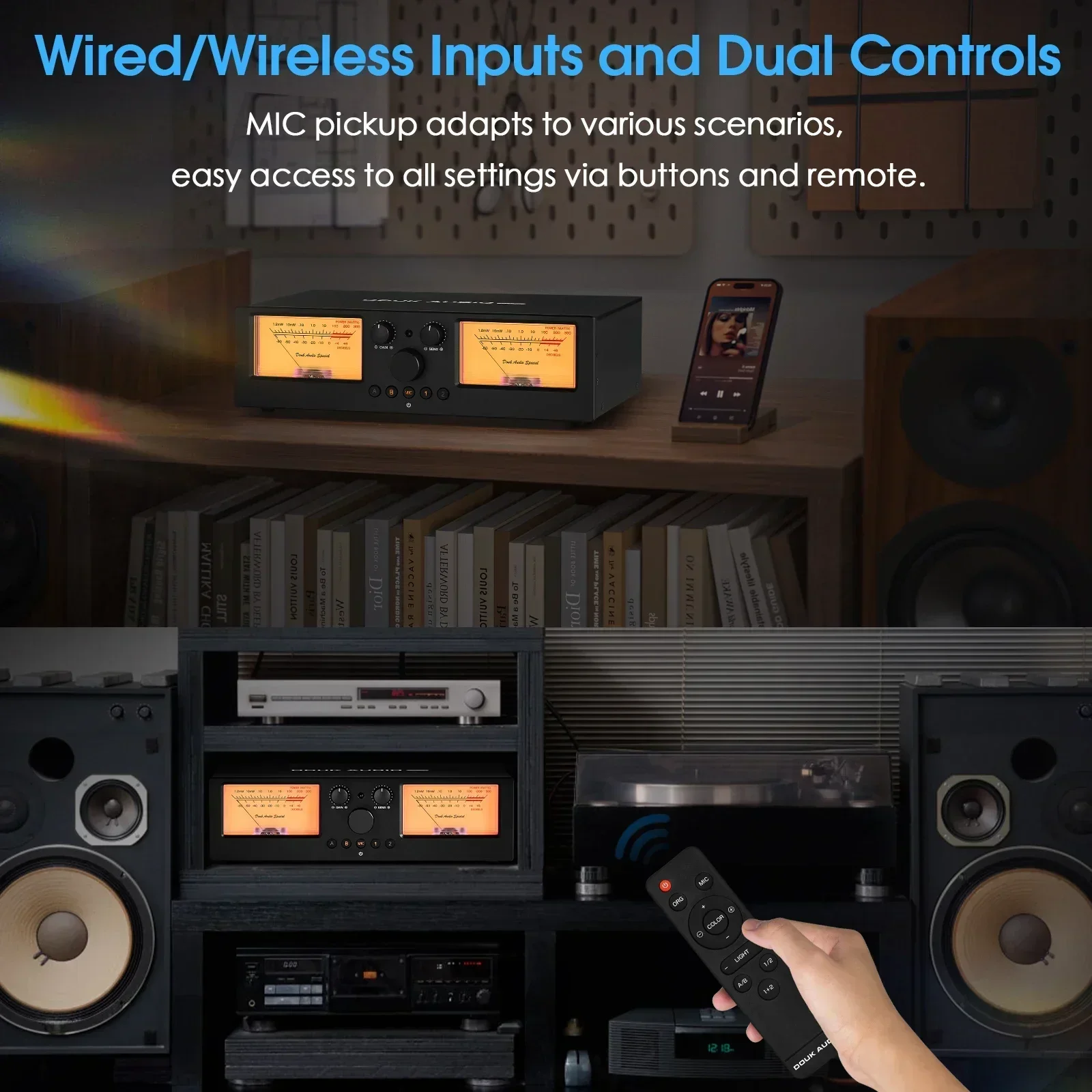 Nobsound VU3PRO Amplifier/Speaker Selector with VU Meter 2-IN-2-OUT Switcher Box - Image 6