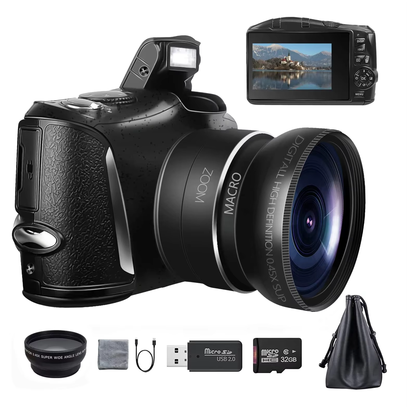 Digital Camera for Photography and Video 4K 48MP Vlogging Camera for Youtube 16X Digital Zoom 52Mm Wide Angle & Macro Lens