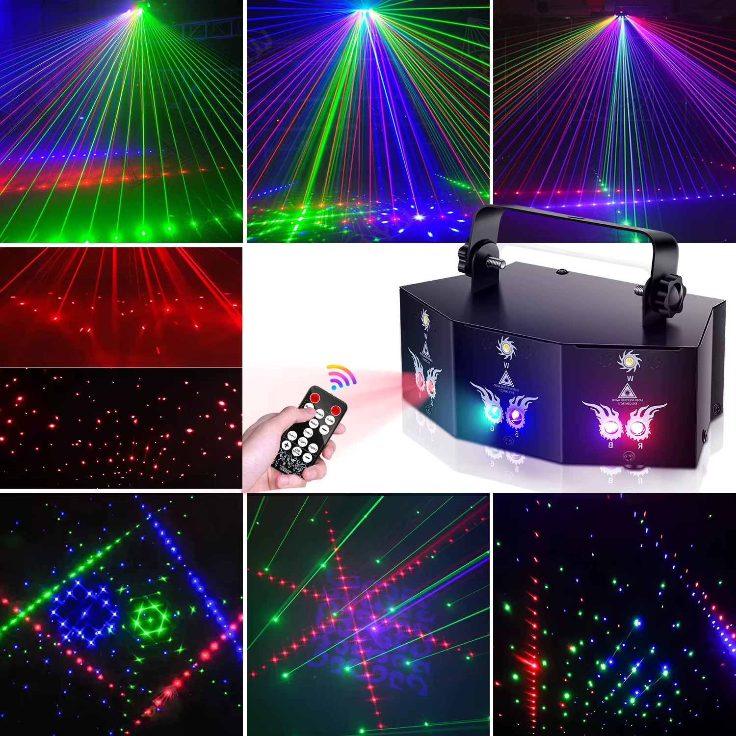 9 Eyes Projector RGB Laser Party Light Remote Control Stage Effect Lighting 7CH DMX512 Nightclub Lights for DJ Disco Show - Image 2